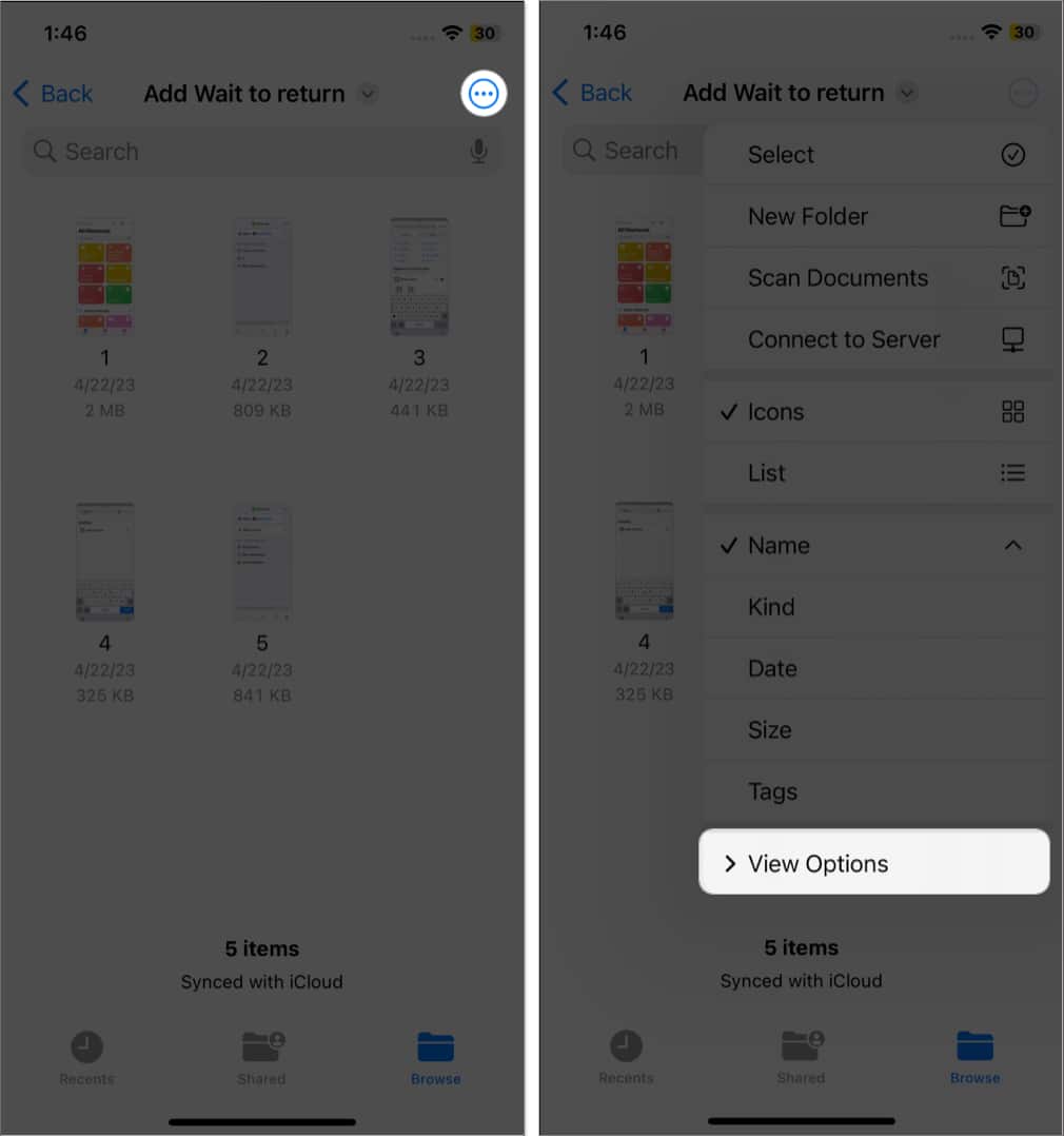 open a folder, tap the three-dots menu, serlect show all extensions in files