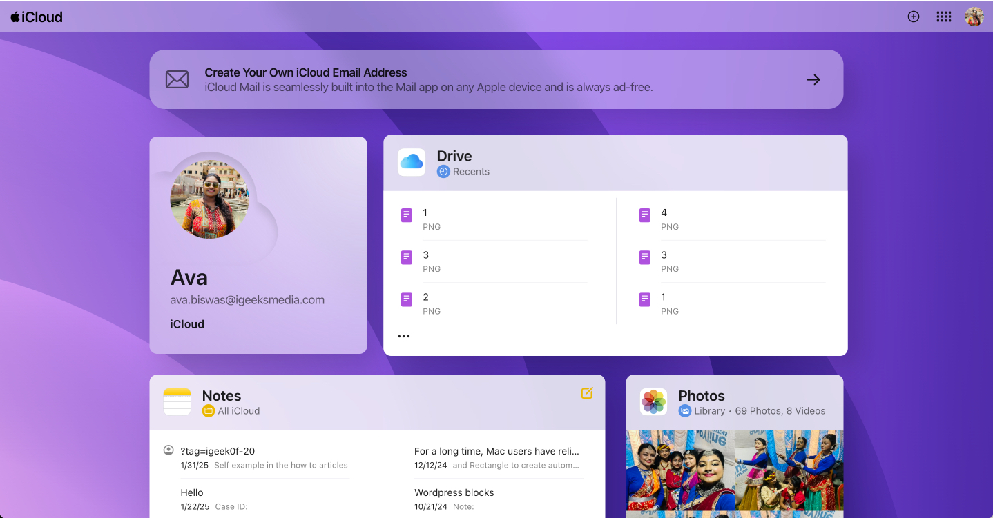 Access files saved on your iCloud web.