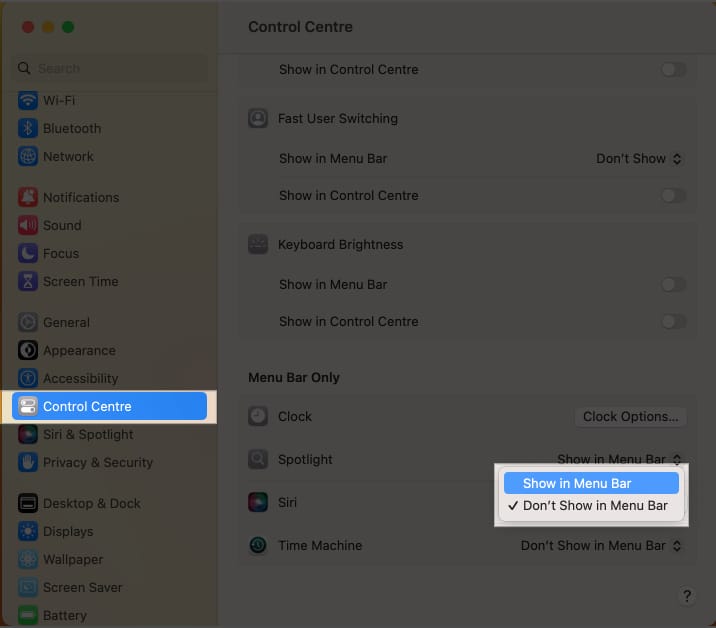 Activate siri from the menu bar