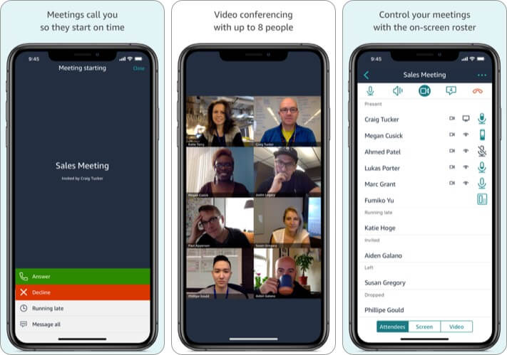 Amazon Chime Video Conference iPhone and iPad App Screenshot