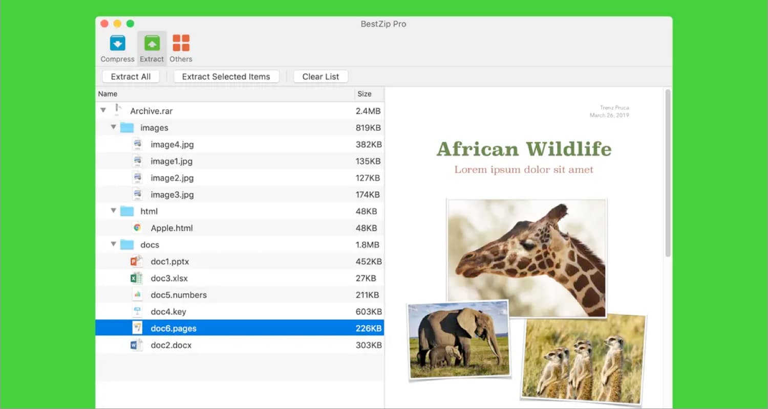 Bestzip mac app screenshot BestZip Mac app screenshot