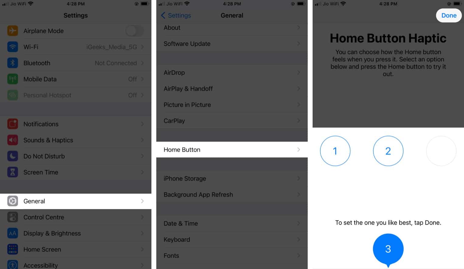Change iPhone Home Button intensity