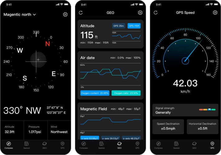 Compass and Altimeter iPhone App Screenshot