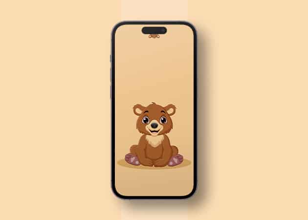 Cute Bear Dynamic Island iPhone wallpaper