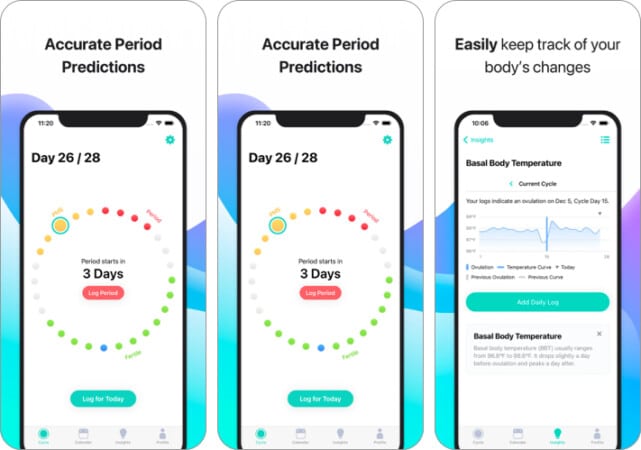 Cycle period tracker app for iPhone