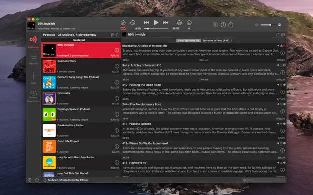 Downcast podcast app for Mac