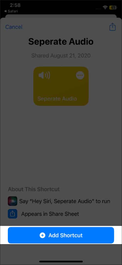 Go to Shortcuts App