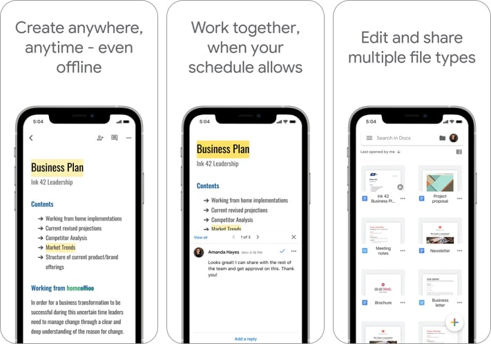 Google Docs Productivity app for iPhone