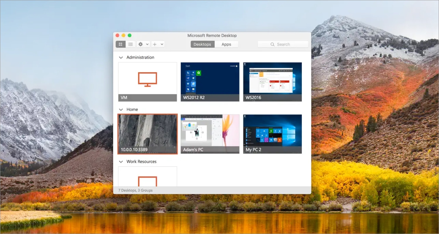 Microsoft Remote Desktop Mac app screenshot