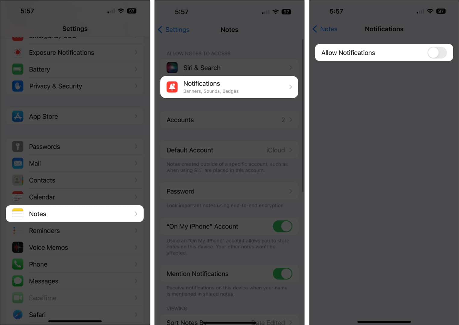Notes Notification Allow Notification