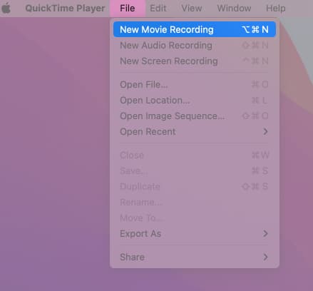 Open New Movie Recording in File on Mac
