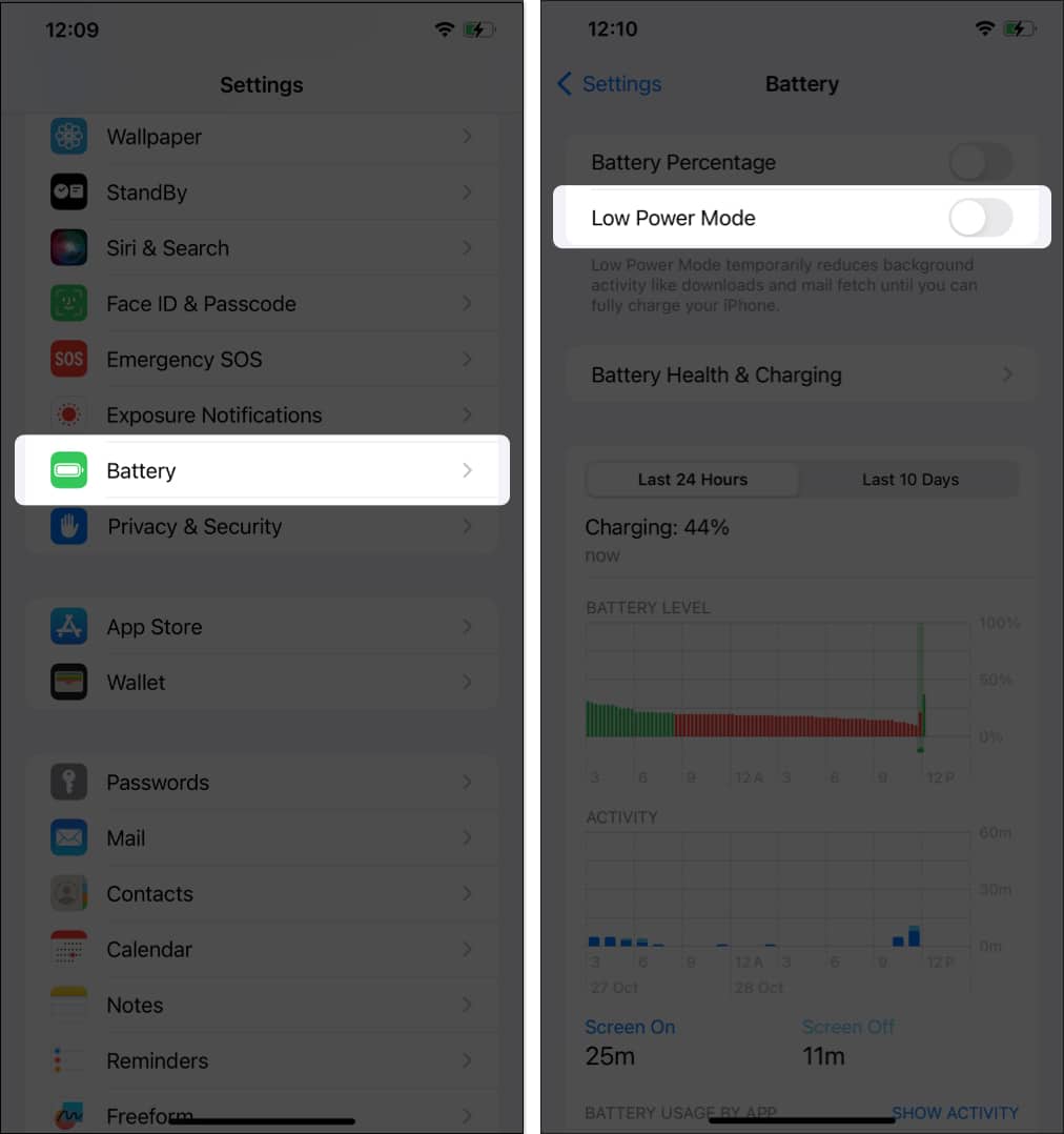 Open settings, go to battery, toggle off low power mode