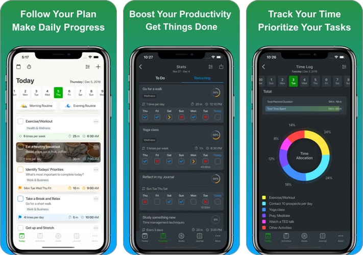 Productivity Daily Planner app for iPhone
