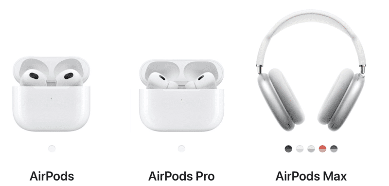 AirPods 3rd gen, AirPods Pro, AirPods Max images