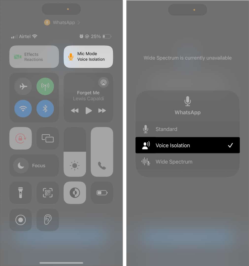 Set Mic Mode in Voice Isolation