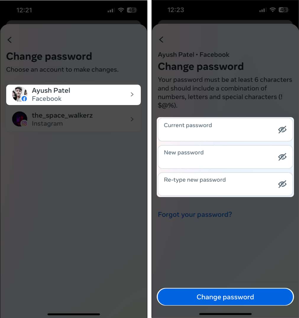 Set New Password for FaceBook