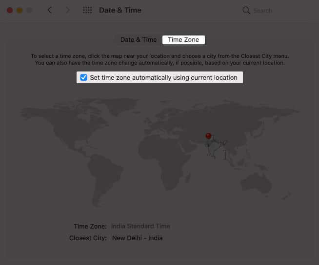 Setup Date, Time, and Location on Mac
