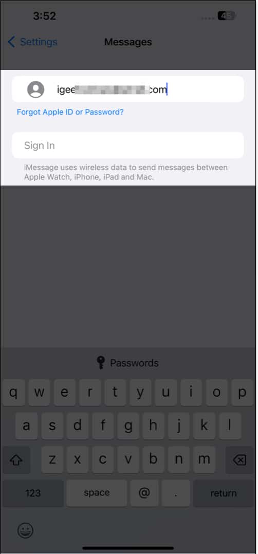 Sign in to your iMessage on iPhone