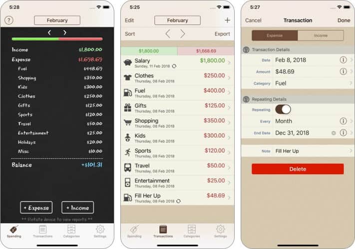 Spending Tracker iPhone and iPad App