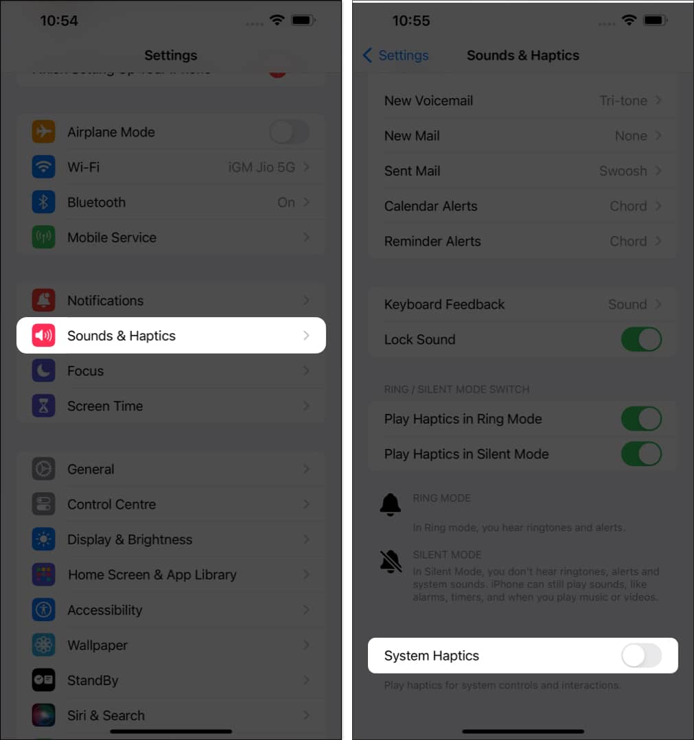 Tap Sounds and Haptics, toggle off System Haptics
