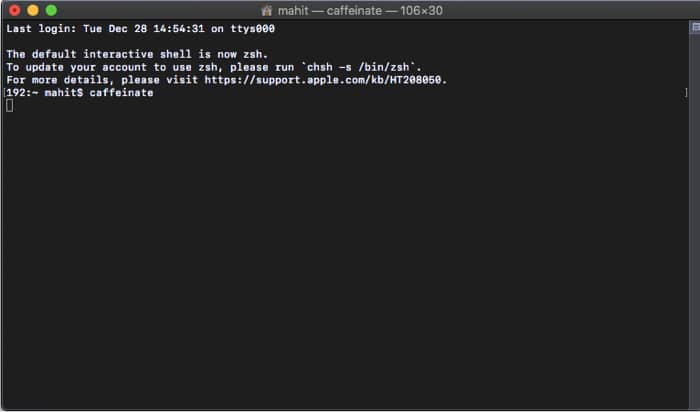 Terminal command to force your Mac to stay awake