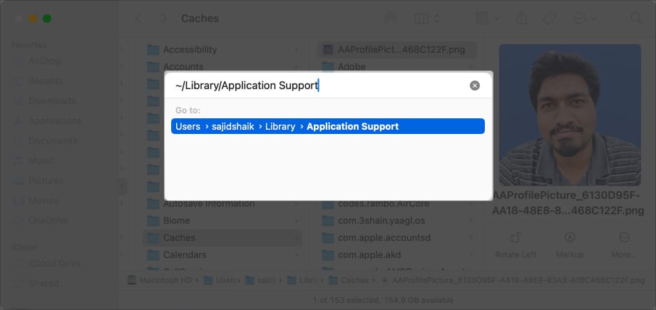 Type ~:Library:Application Support on Mac