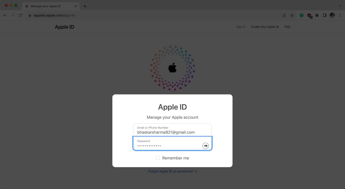 Use your Apple ID and Password to sign in