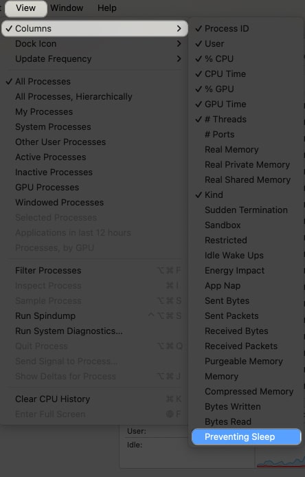 View, Column, Preventing Sleep