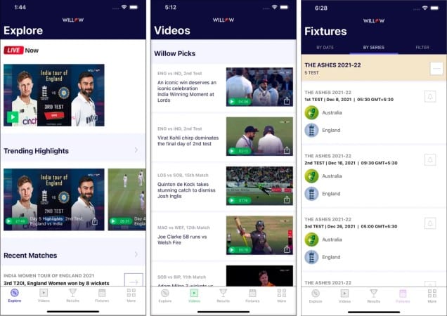 Willow cricket live streaming app for iPhone