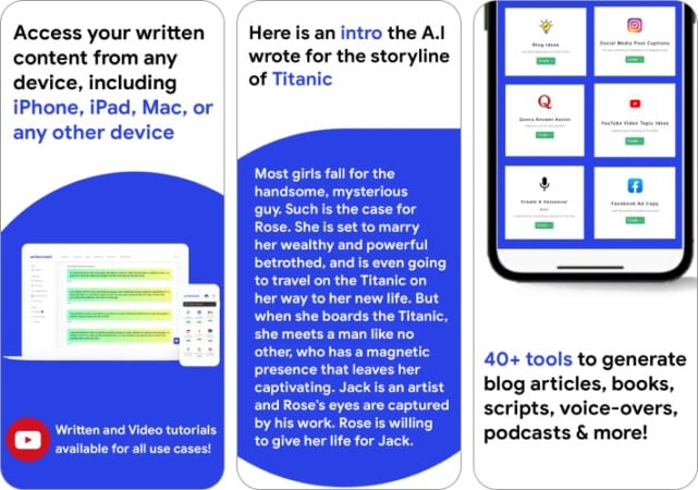 Writecream AI writing assistant app for iPhone and iPad