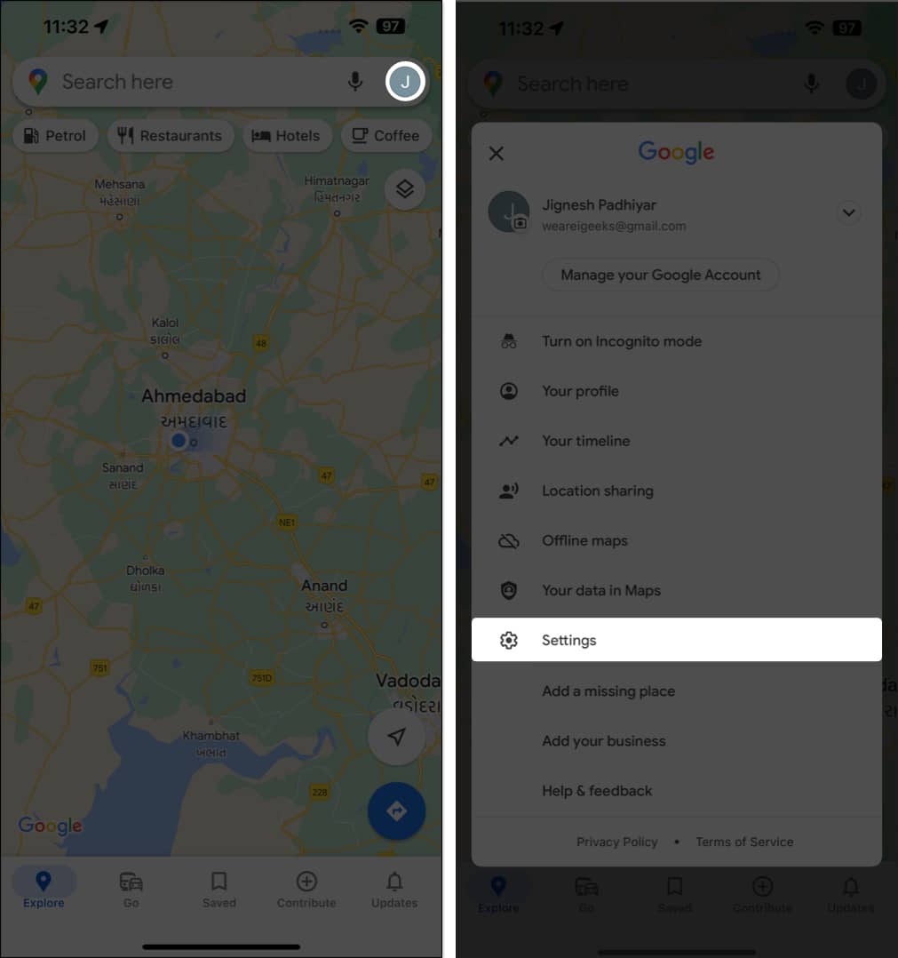 Az Ön profilja, beállításai a Google Térképen