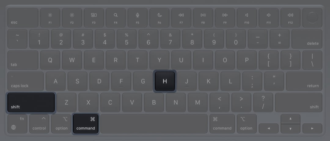 command shift h keyboard shortcut