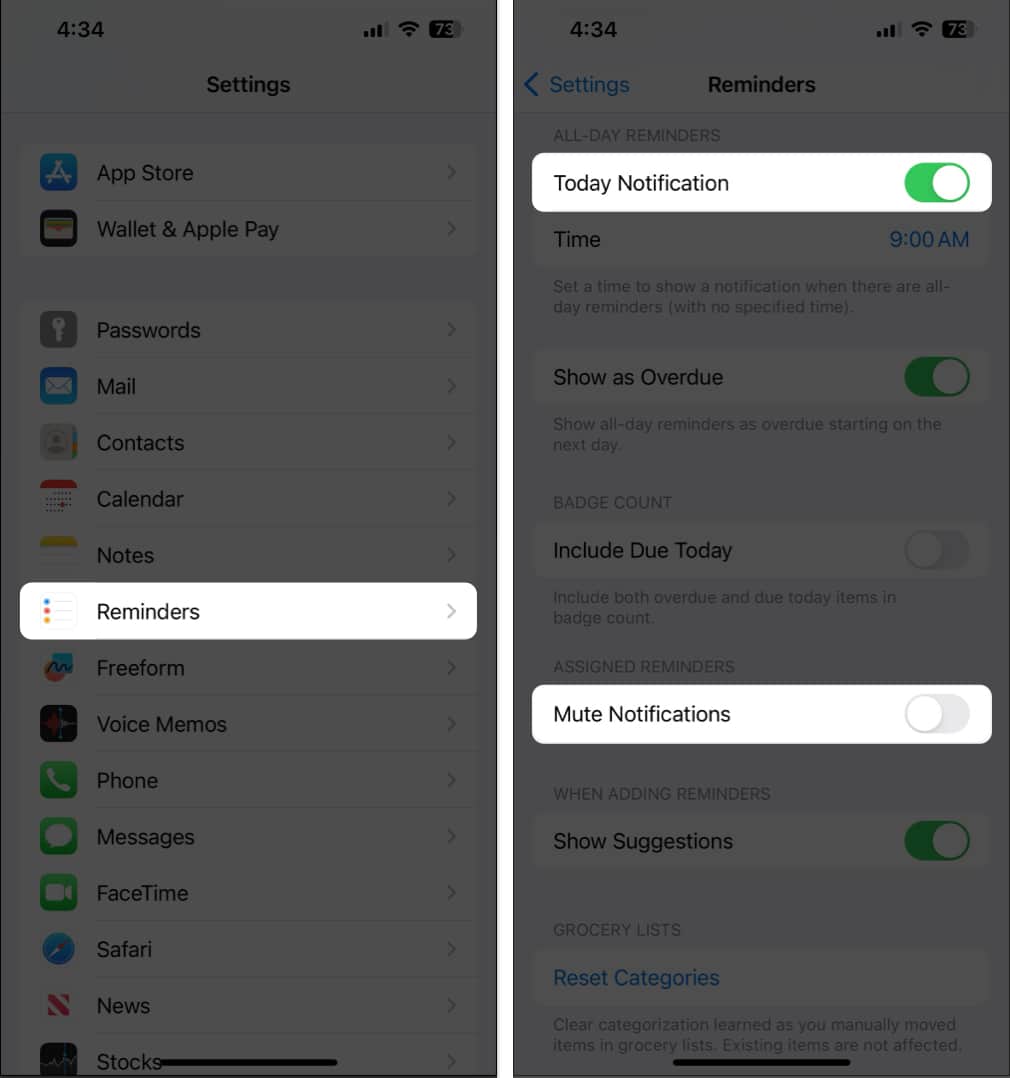 configure reminder app notifications