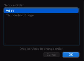 drag wi-fi at top, hit ok in network settings