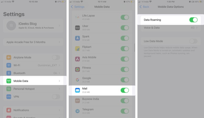 Enable mobile data for the Mail app on iPhone and iPad