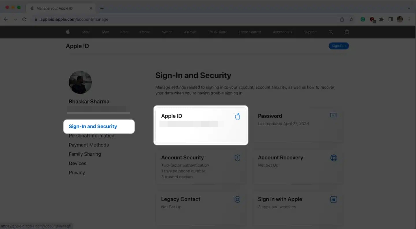 Go to sign in and security and select pick apple id