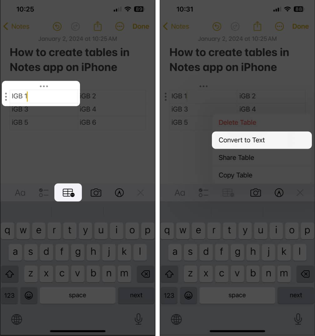 How to convert a table to text