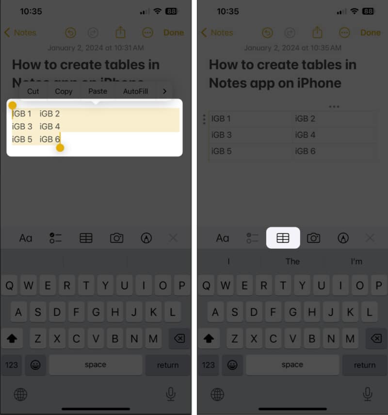 How to use tables in Notes app on iPhone, iPad, and Mac iGeeksBlog