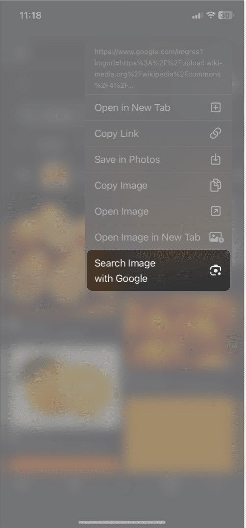 long press a photo, tap search image with Google in chrome