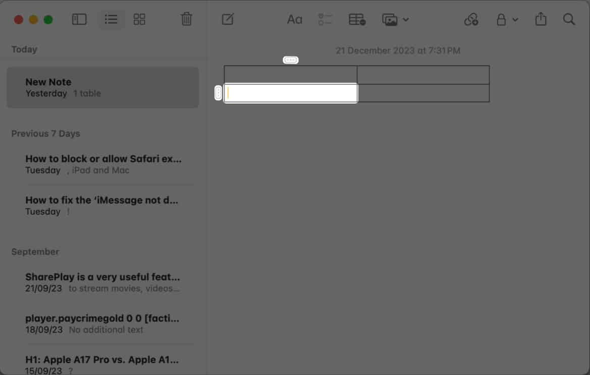 Select a cell and click three dot icon