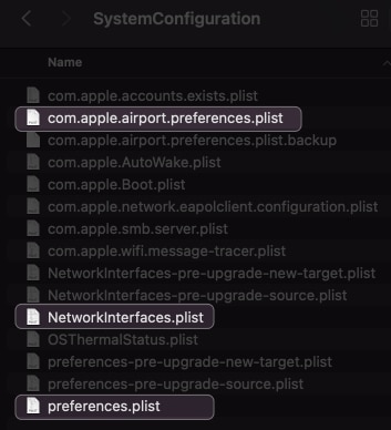 select network preferences file in mac