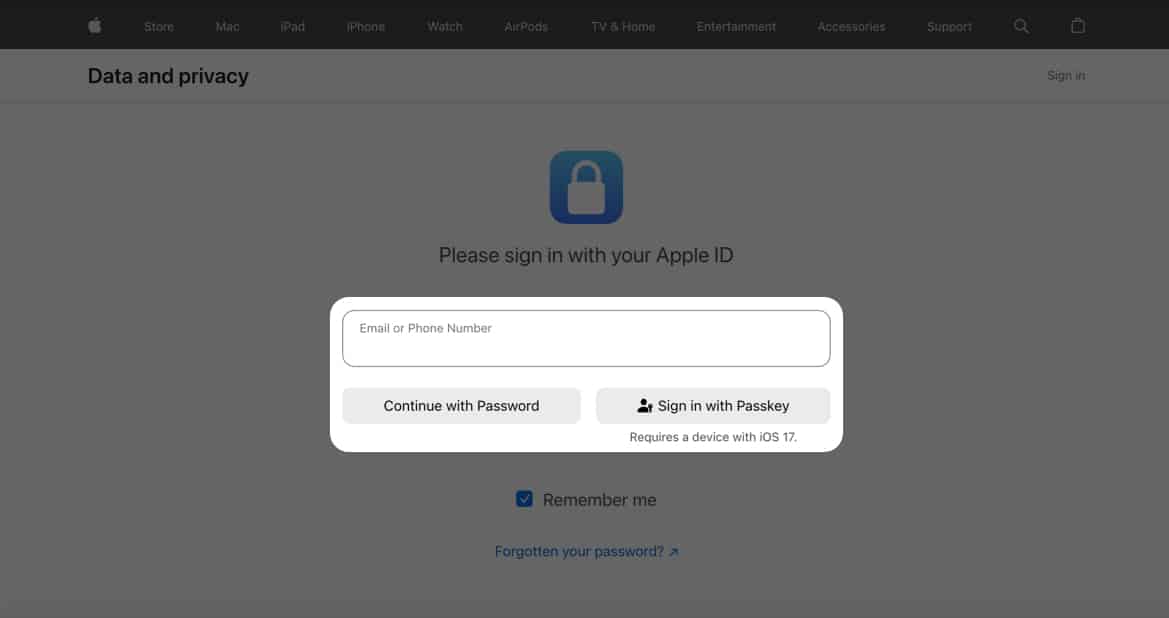 συνδεθείτε χρησιμοποιώντας το Apple id