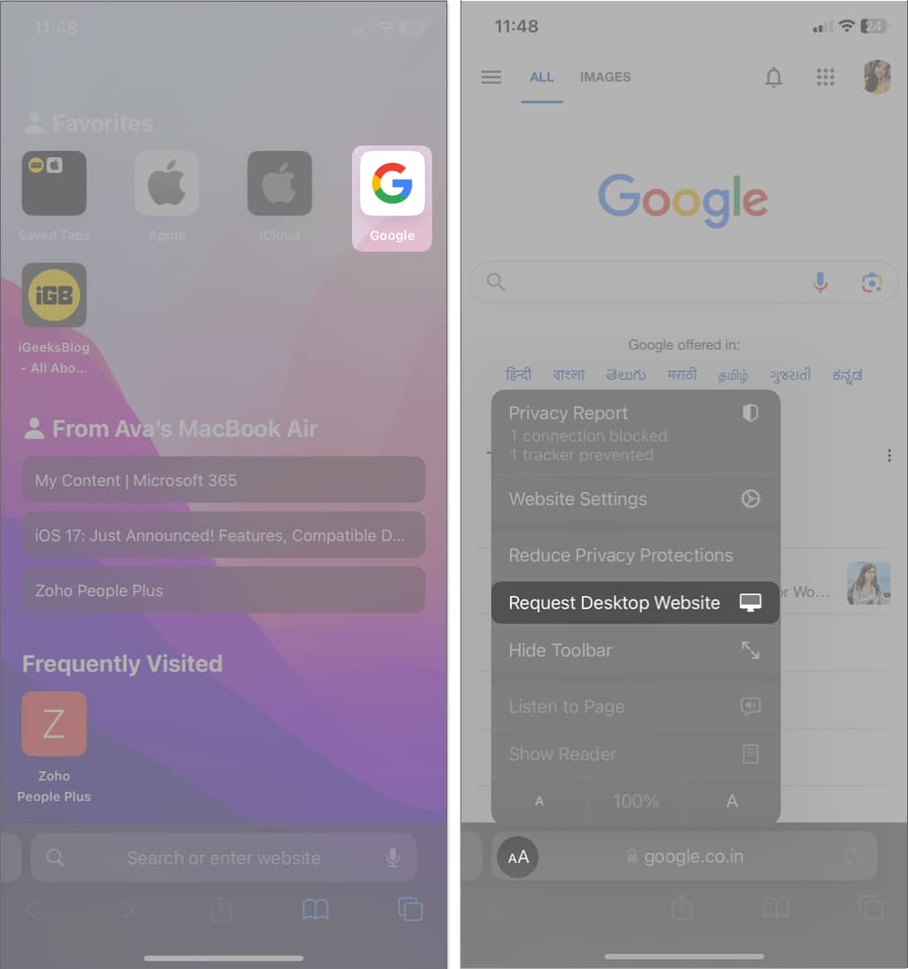 Tap google aa icon request desktop site in safari tap google, aa icon, request desktop site in safari