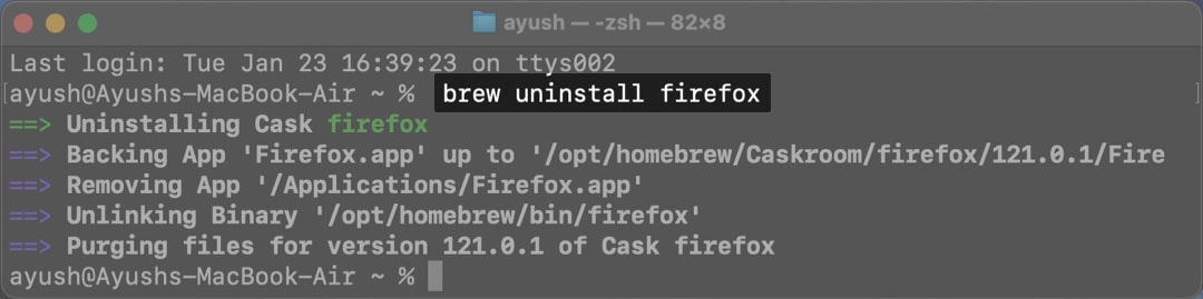 uninstalling packages with homebrew