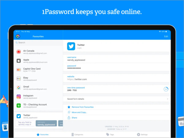 1Password best iPad app for securing passwords