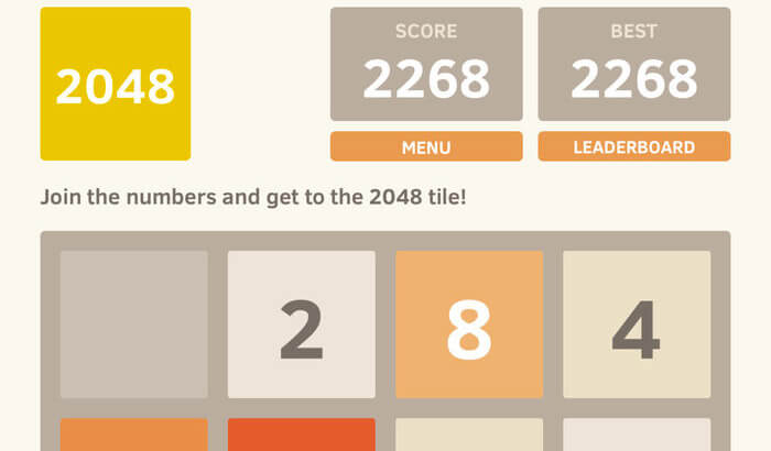 2048 Number iPhone and iPad Game Screenshot