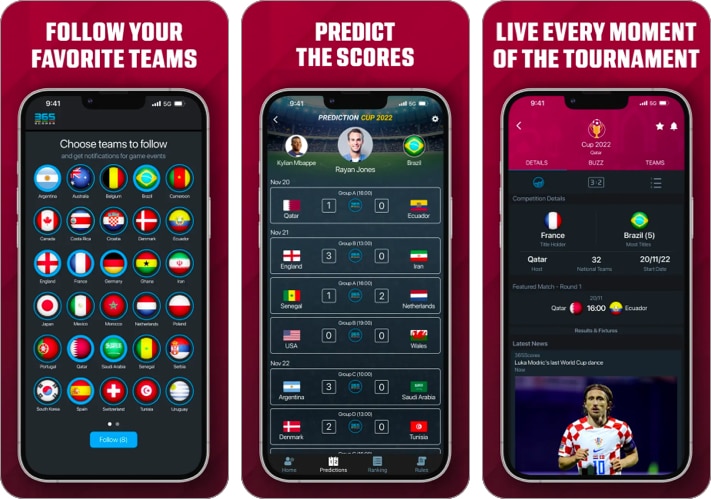 365Scores FIFA World Cup app for iPhone