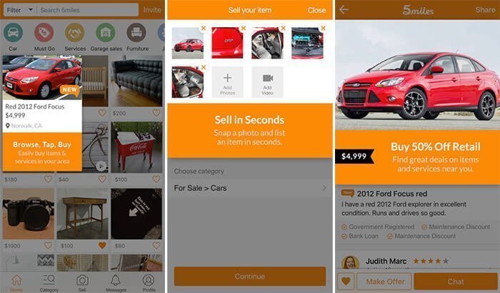 5miles iPhone and iPad Car Buying App Screenshot