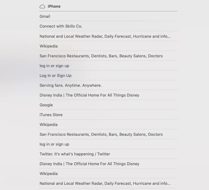Access iPhone iCloud Tabs on Mac