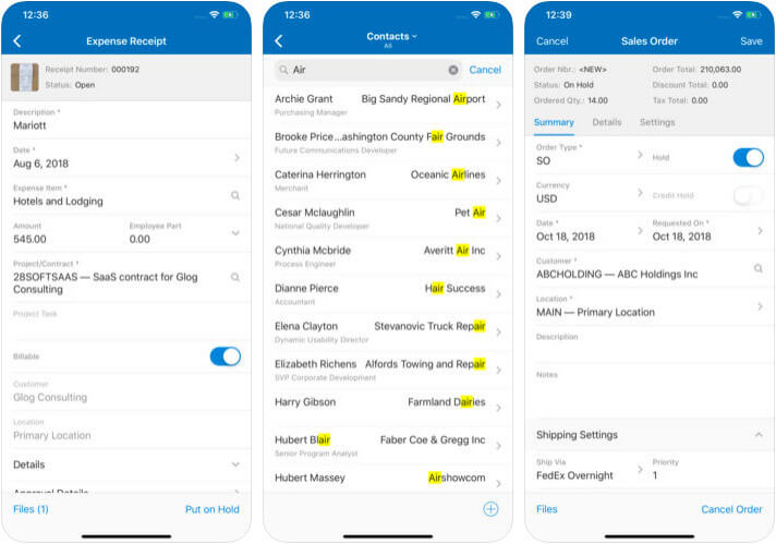 Acumatica iPhone ERP App Screenshot